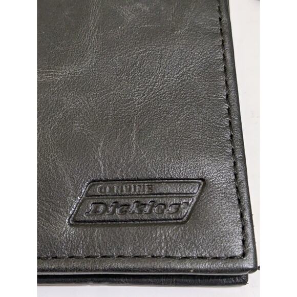 Dickie Genuine Black Leather Slimfold RFID Wallet Chain NEW Data Protection - Picture 2 of 6